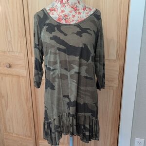 Dantelle Camouflage Ruffle Hem Junior's Top